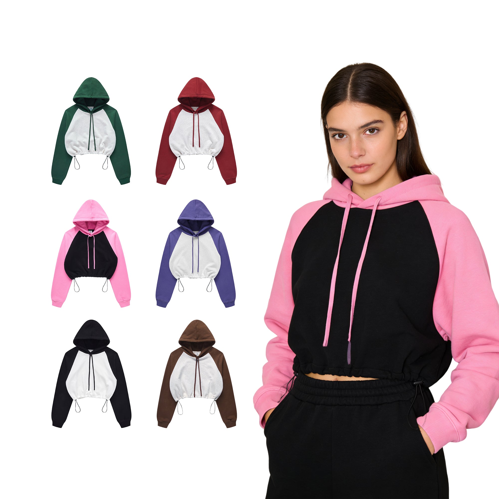 100% Cotton Fashionablie Style Streetwear Crop Top High Quality Short Blank Pullover Custom Puff Printing Hoodies Bulk Wholesale