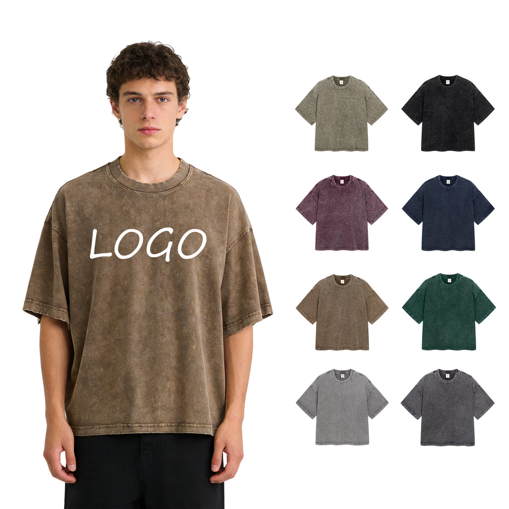 Vintange Heavyweight Oversized Loose Boxy Short Fashionable Style Custom Washed Heavy Cotton Plain Tshirts for Printing