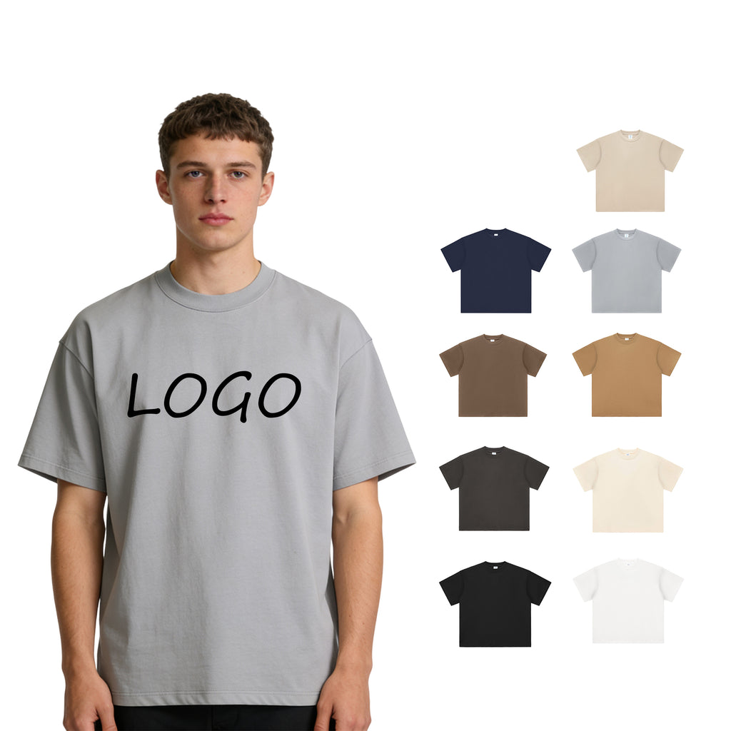 Oversized Heavyweight Drop Shoulder Loose Fashionale Style Custom Puff Print 100% Cotton  Heat Transfers for T-shirts