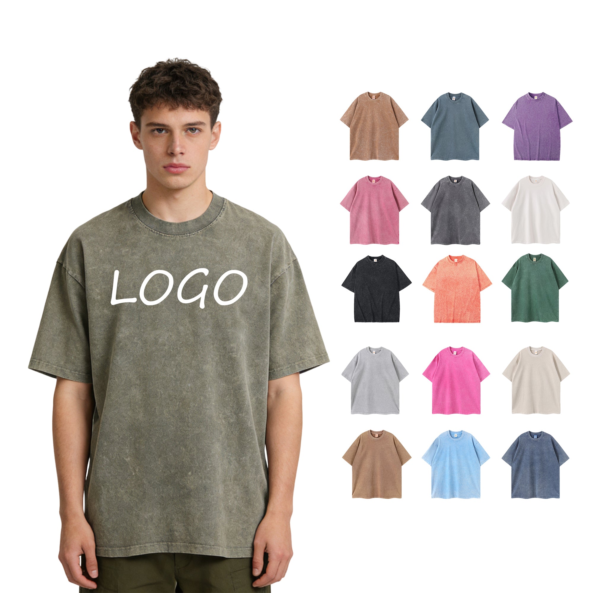 100% Cotton Vintage Custom Acid Wash Waxing Printing Short Sleeve Streetwear Drop Shoulder t Shirt Manufacturers