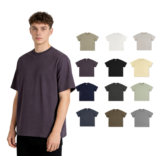 345g Heavyweight Tshirts Custom Oversized Crewneck High Quality Wholesale 100% Cotton Pure Color Short Sleeve t Shirt for Men