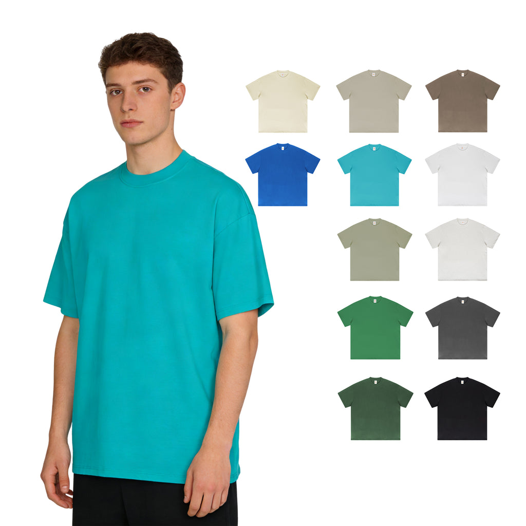 425G Heavyweight 100% Cotton Oversized Drop Shoulder High Quality Short Sleeve Pure Color Fashion Personalized T-shirt