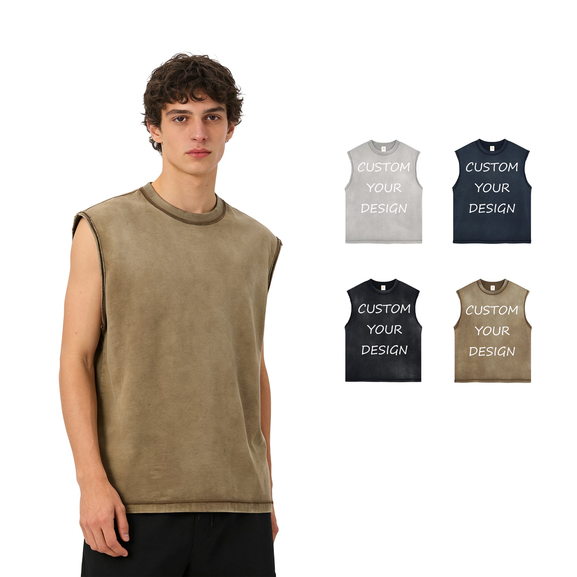 Heavy Cotton Custom Waxing Printing Wireless High Quality Blanks Vintage Distressed Embroidery Tshirt for Men