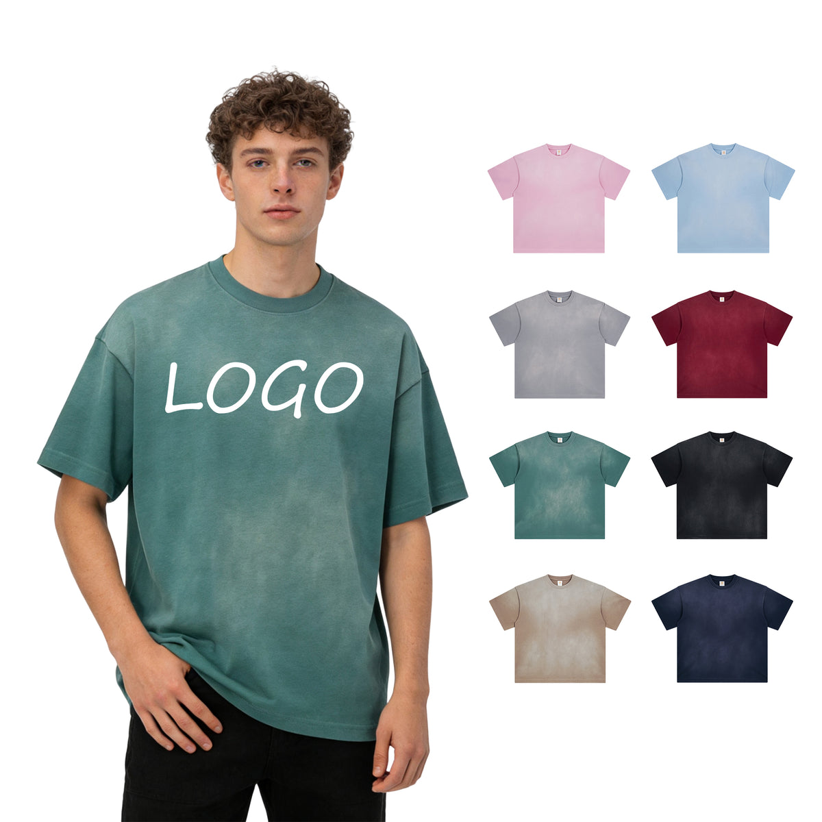 Custom Oversized Waxing Printing Vintage Loose Heavyweight Drop Shoulder Acid Washed Screen Print Personalized T-shirt