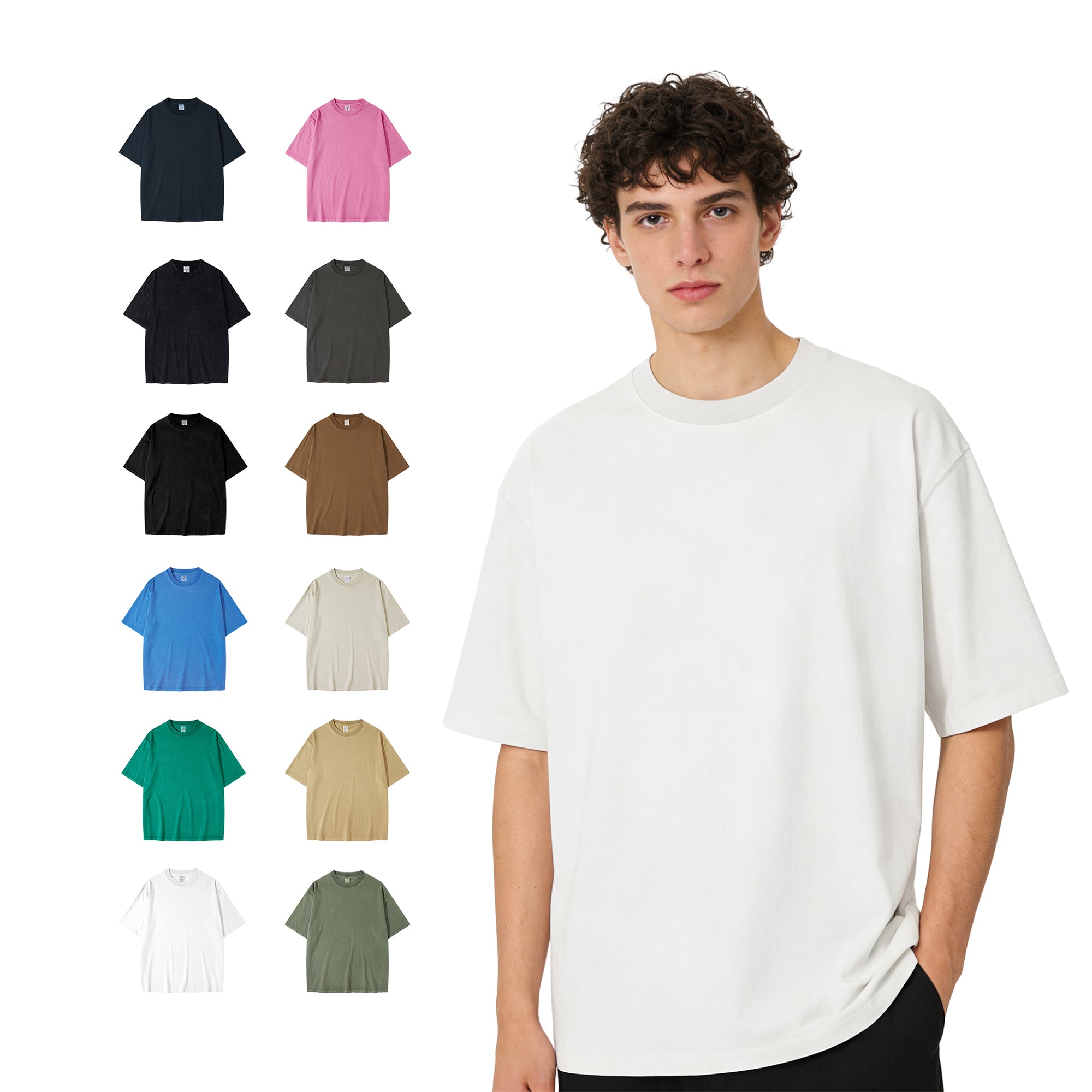 New Fashionable Style Custom Vintage Loose Drop Shoulder Heavy Cotton Streetwear Pure Color Oversized t Shirt