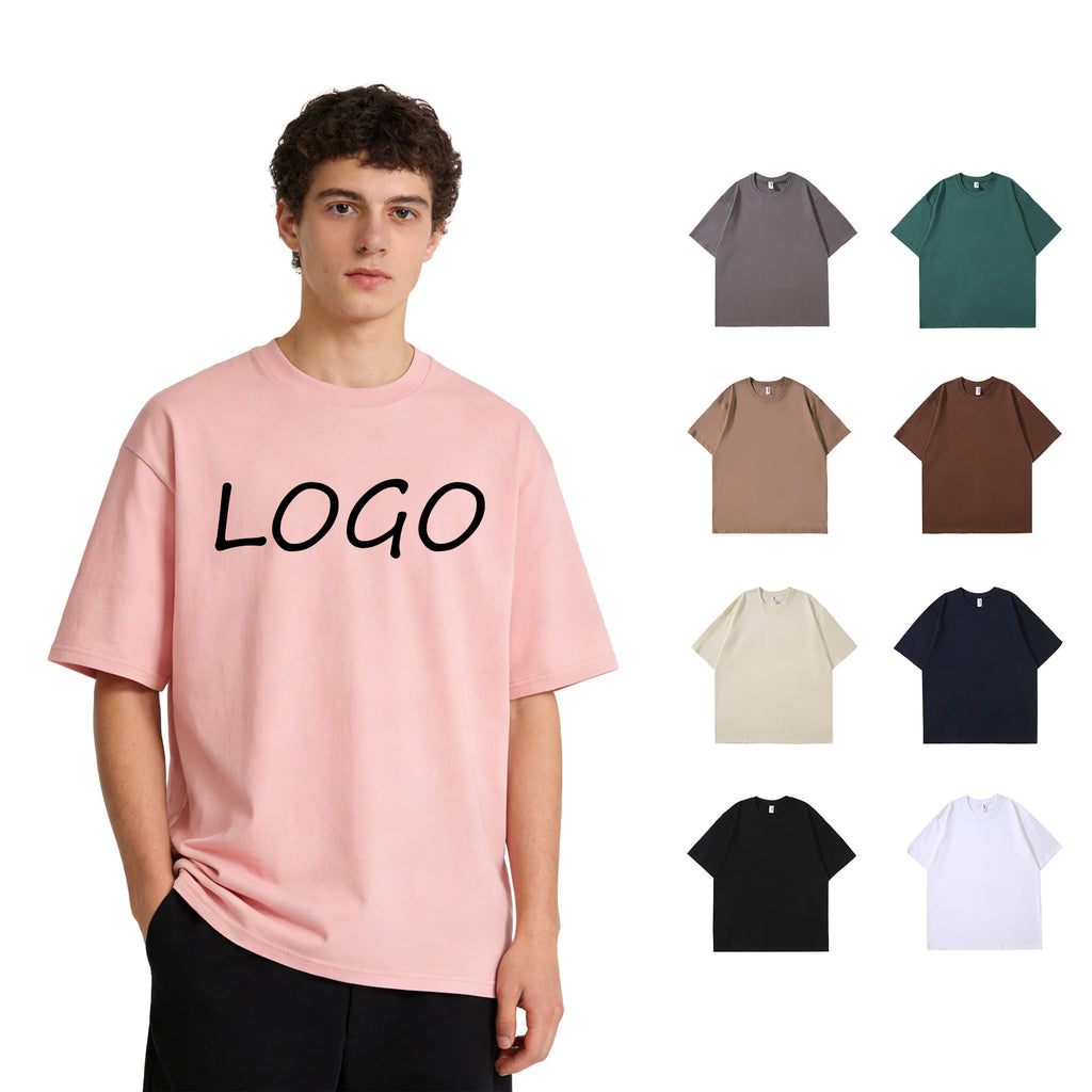 Plus Size Round Neck Heavy Cotton Streetwear Pure Color High Quality Drop Shoulder Wholesale Price t Shirts Printing