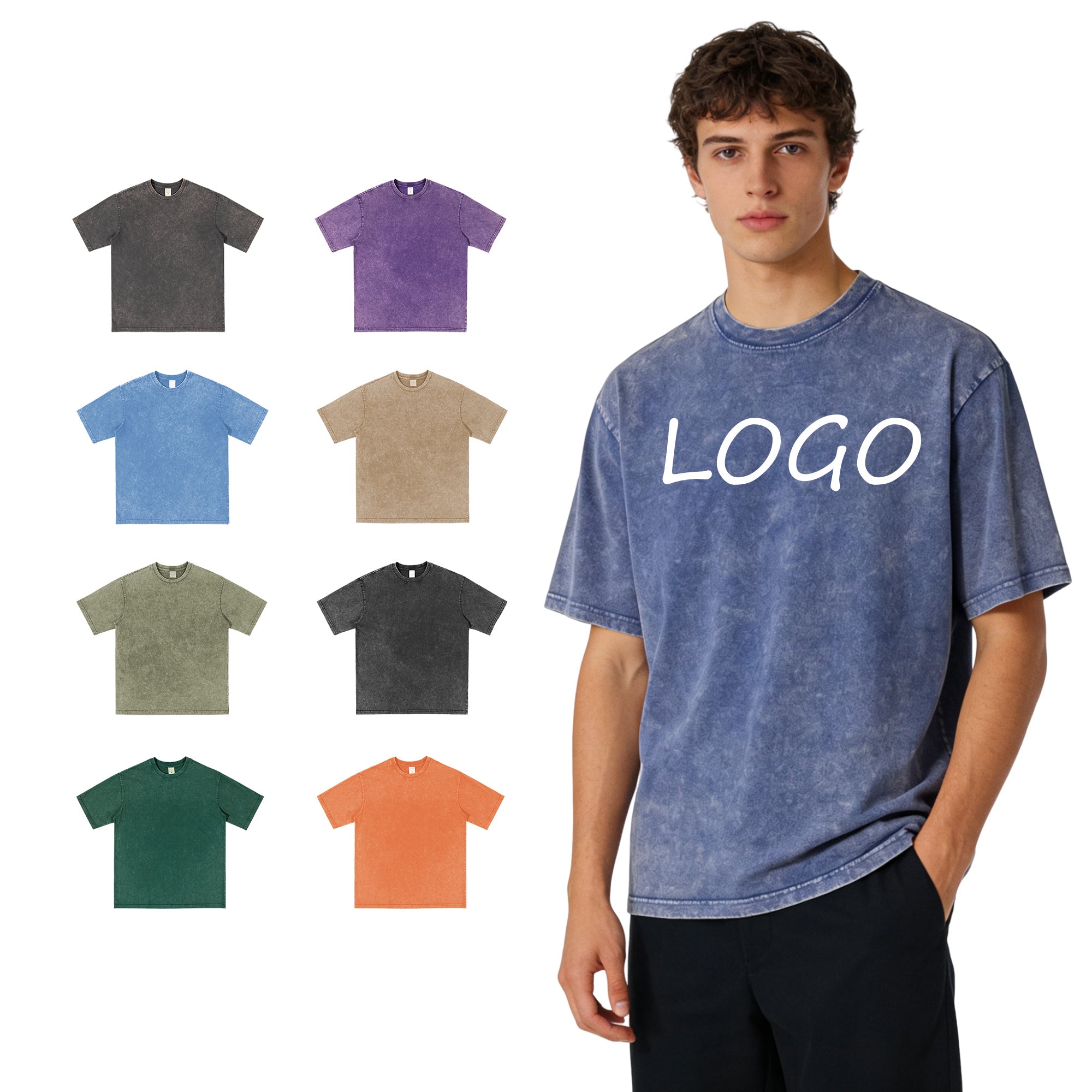 Wholesale Custom Streetwear Heavy Weight Vintage Acid Washed Heavyweight High Quality Fashion Personalized T-shirt