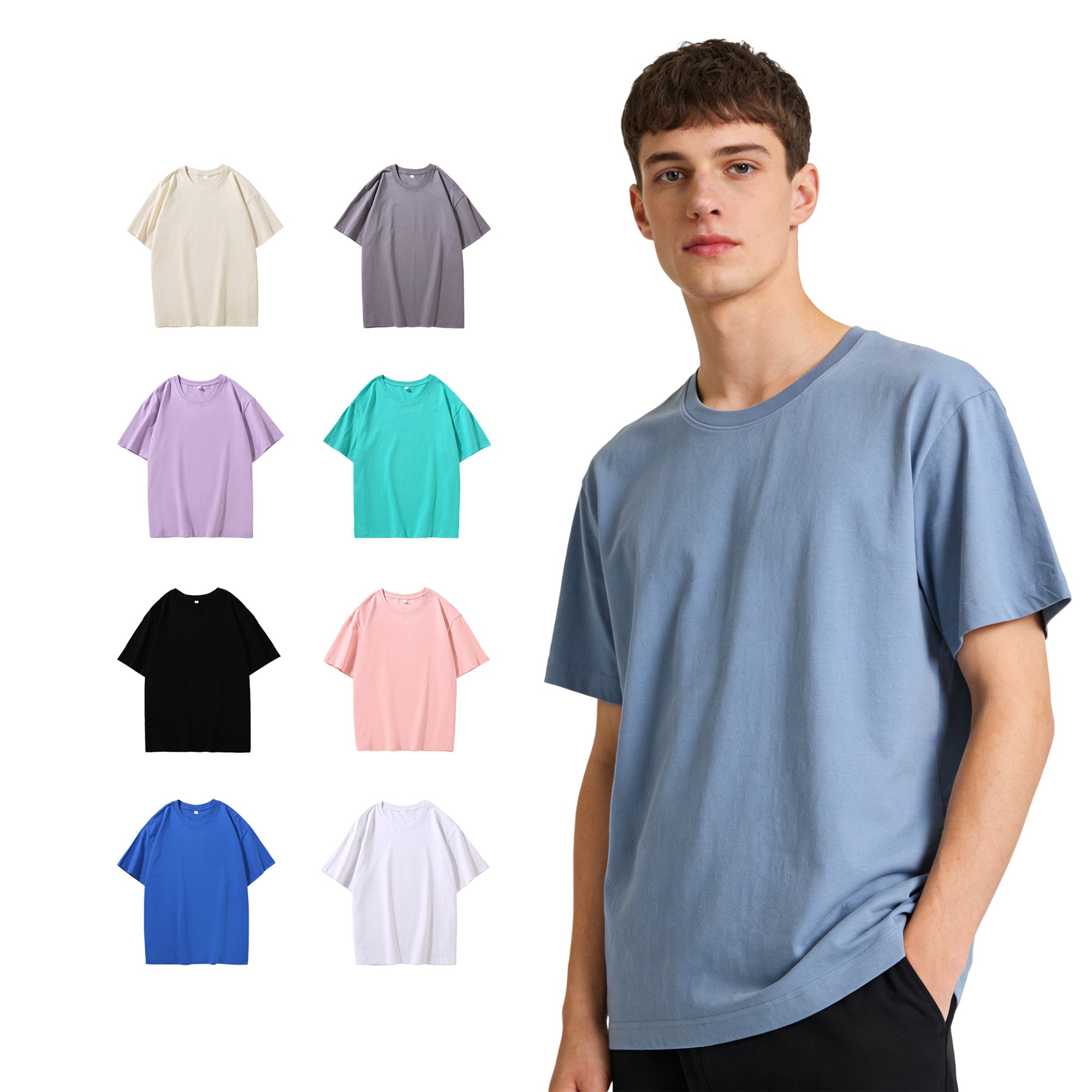100% Cotton Multicolored Fashionable Style Short Sleeve Streetwear Drop Shoulder Puff Print Men t Shirt High Quality