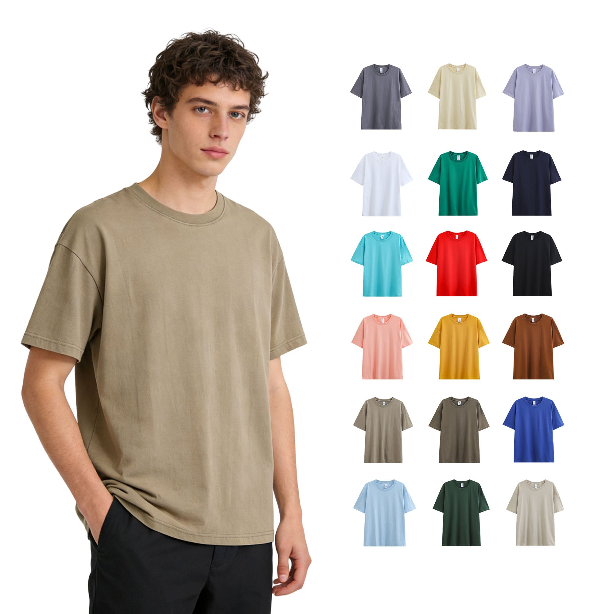 Tshirt Custom logo Multicolored Streetwear Heavyweight Drop Shoulder 100% Cotton Oversized Round Neck Short Sleeve Tshirts