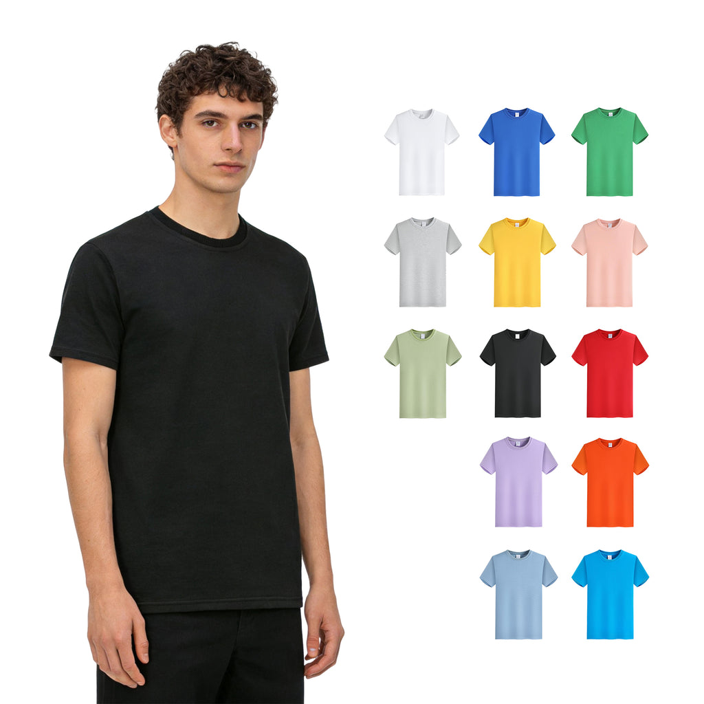 Wholesale Regular Fit Custom Terry Round Neck Puff Printing Polyester and Cotton Unisex Men Tshirts High Quality