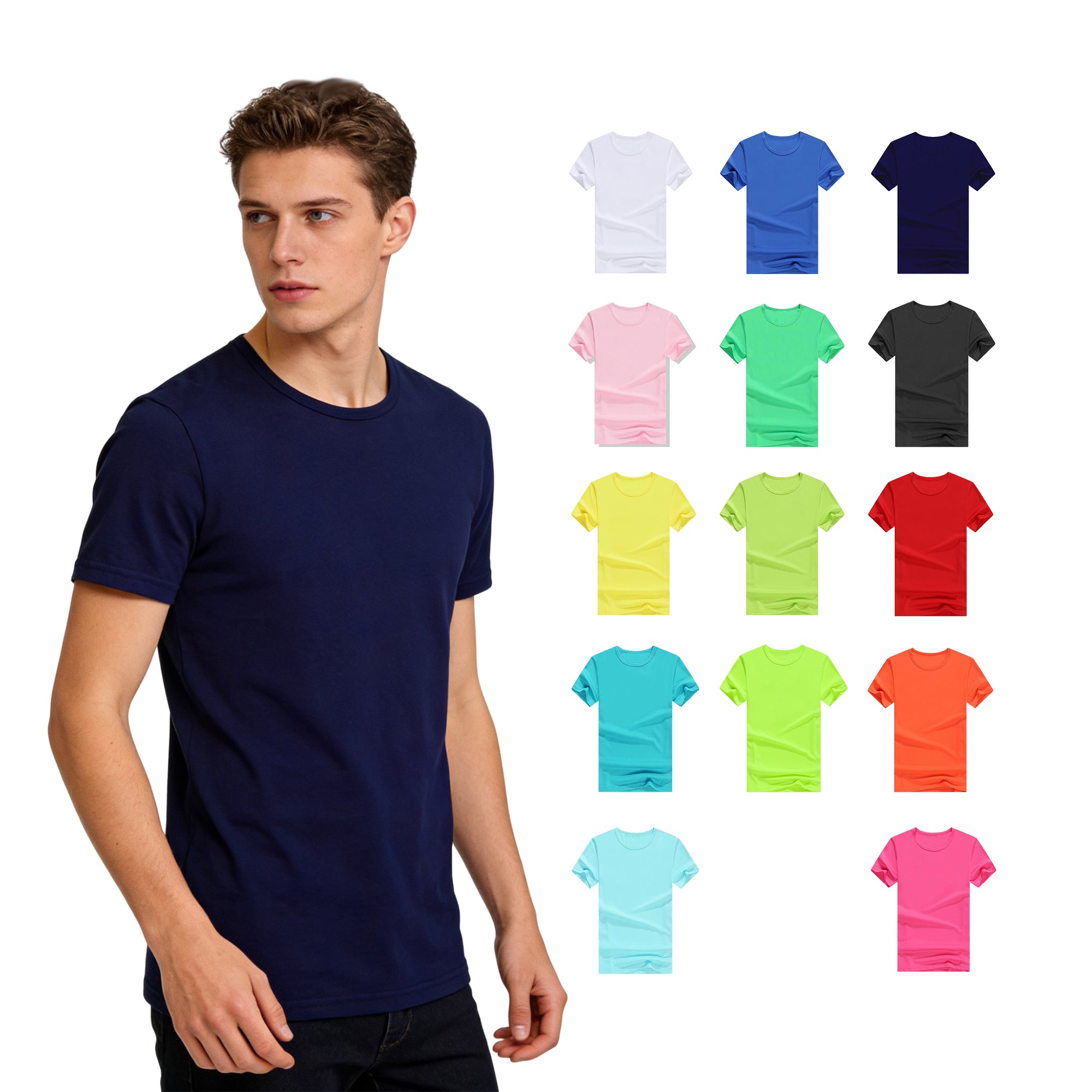 Plus Size Men's T-shirts Multi Color Oversized 100% Polyester Unisex High Quality Custom Wholesale Price Crewneck Plain t Shirt