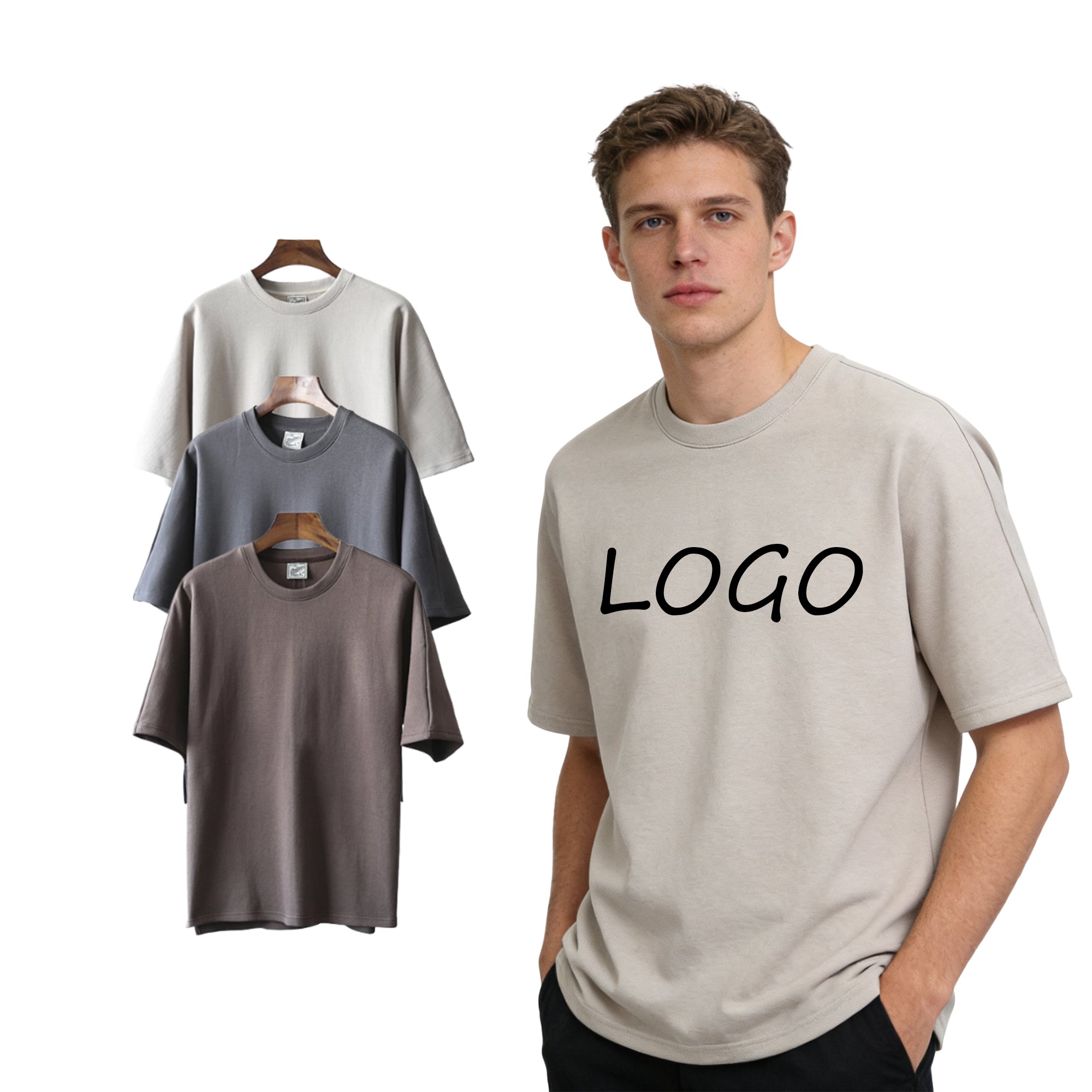Heavyweight Loose Polyester and Cotton Sublimation Screen Printed Streetwear Blank Round Neck Oversized Tshirt