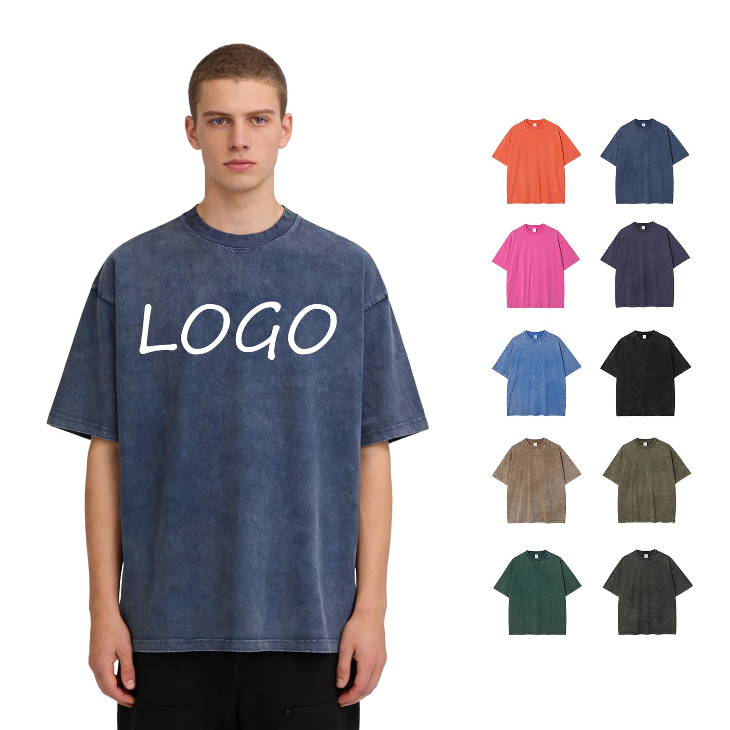 Men's T-shirts High Quality Custom Vintage Blank Summer Short Sleeve Acid Wash Casual Heavy Cotton Puff Printing Plain t Shirt