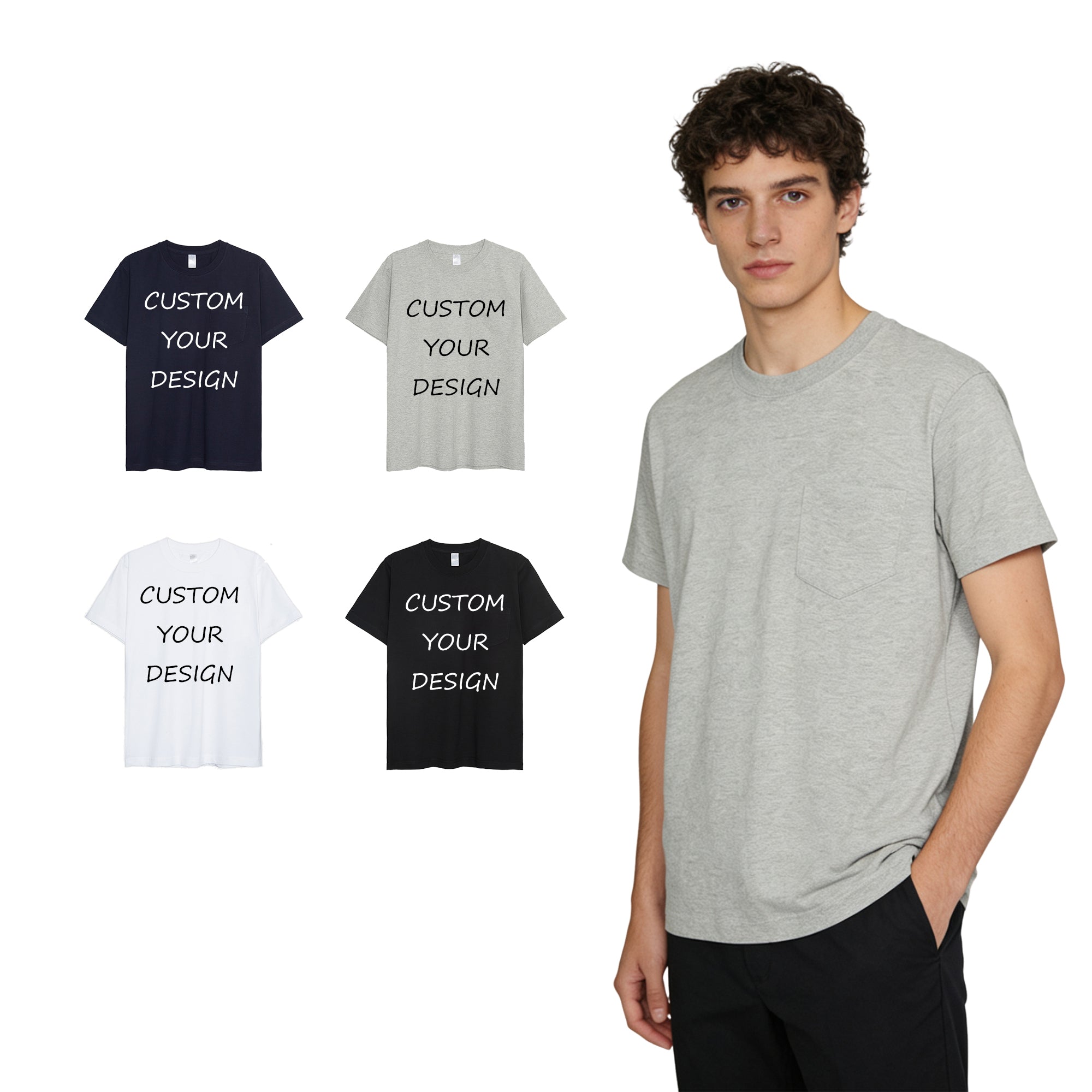 100% Cotton Heavyweight Basic Pure Color Unisex High Quality Drop Shoulder Soft Fabric Design t Shirt with Pocket