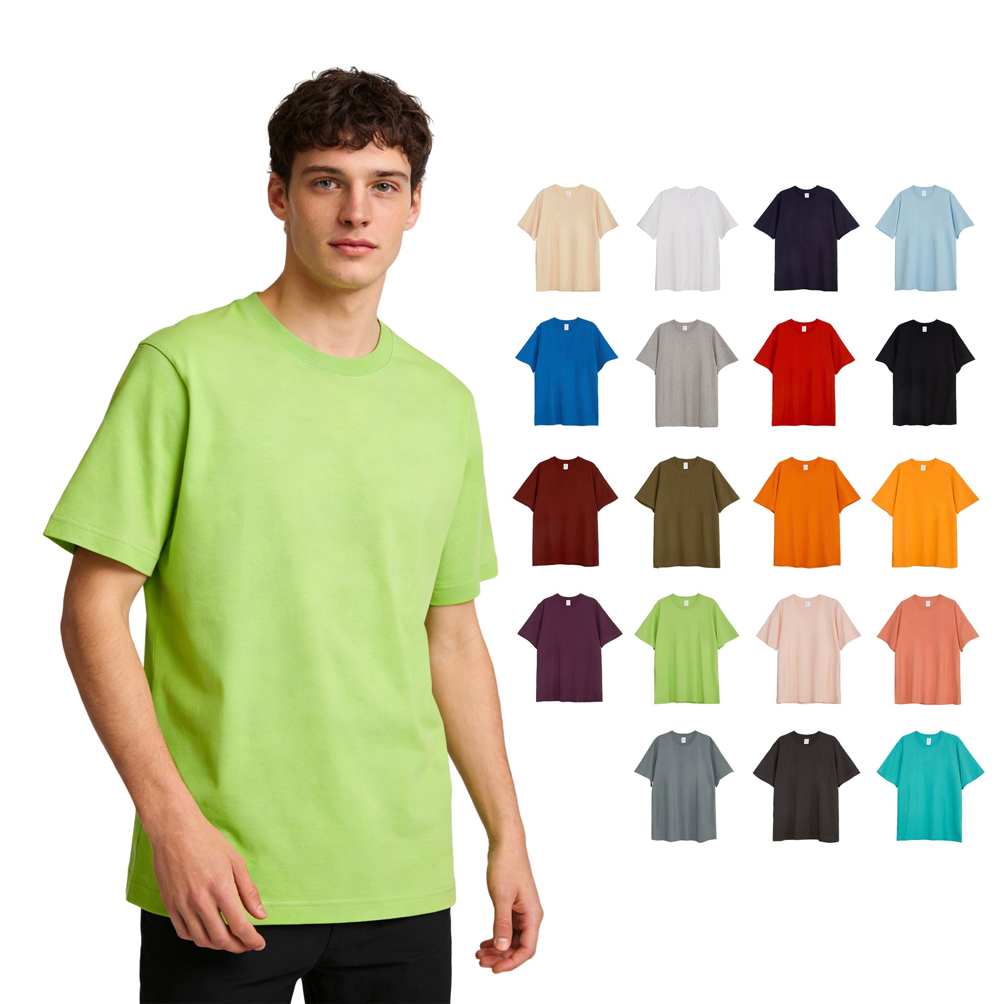 Multi Color 100% Cotton Loose Streetwear Sublimation High Quality Unisex Drop Shoulder Fashion Heat Transfers for T-shirts