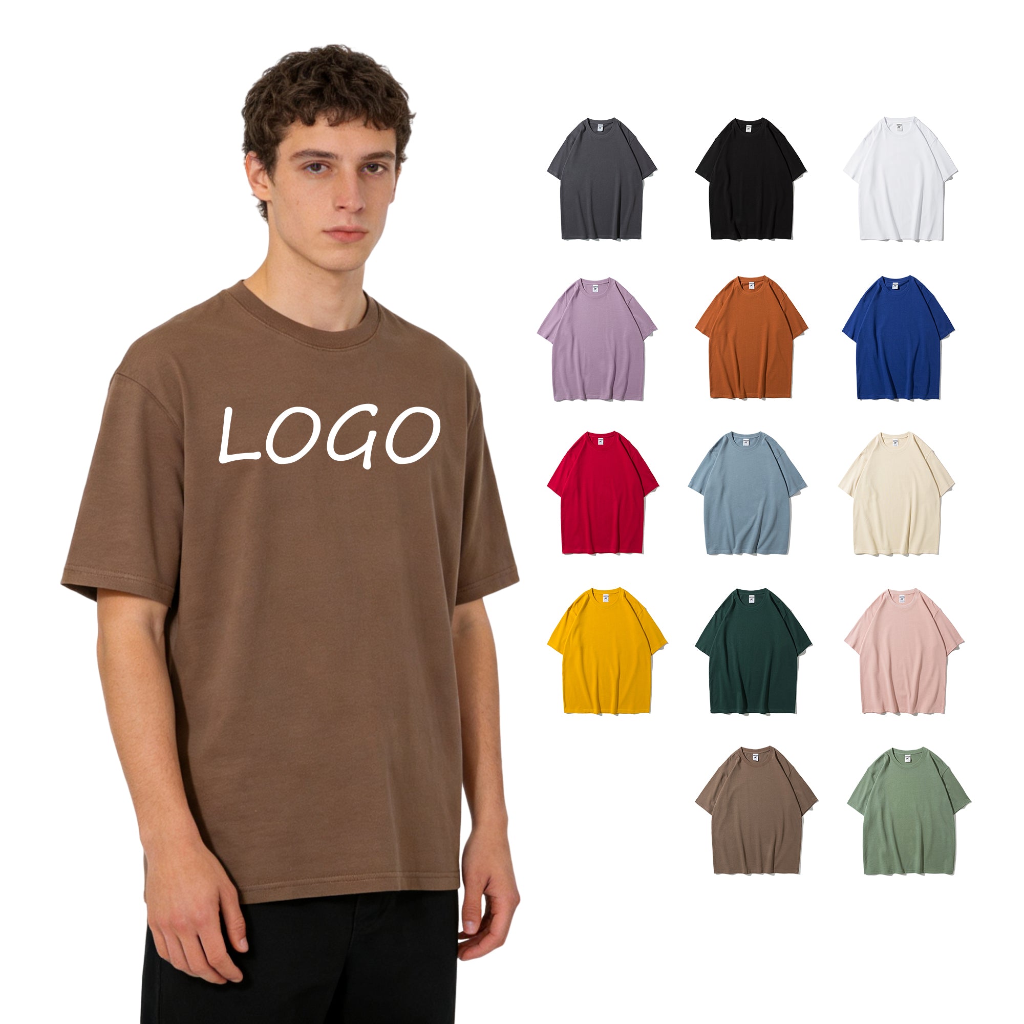 Custom Black t Shirt Blank Plain Round Neck High Quality 280g Short Sleeve 100% Cotton Men's Pure Color Fashion T-shirts