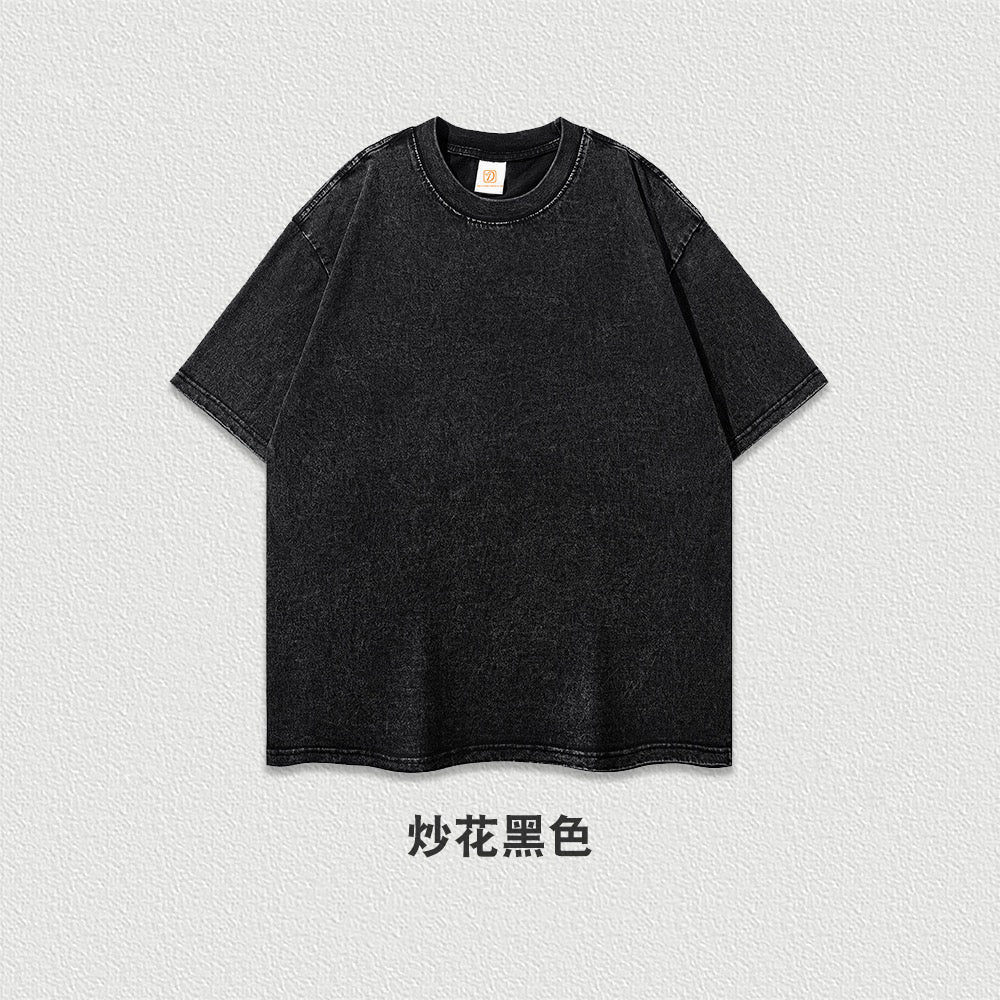 Vintage Custom Acid Wash Streetwear Loose 100% Cotton Short Sleeve Blank Round Neck High Quality Drop Shoulder T-shirt