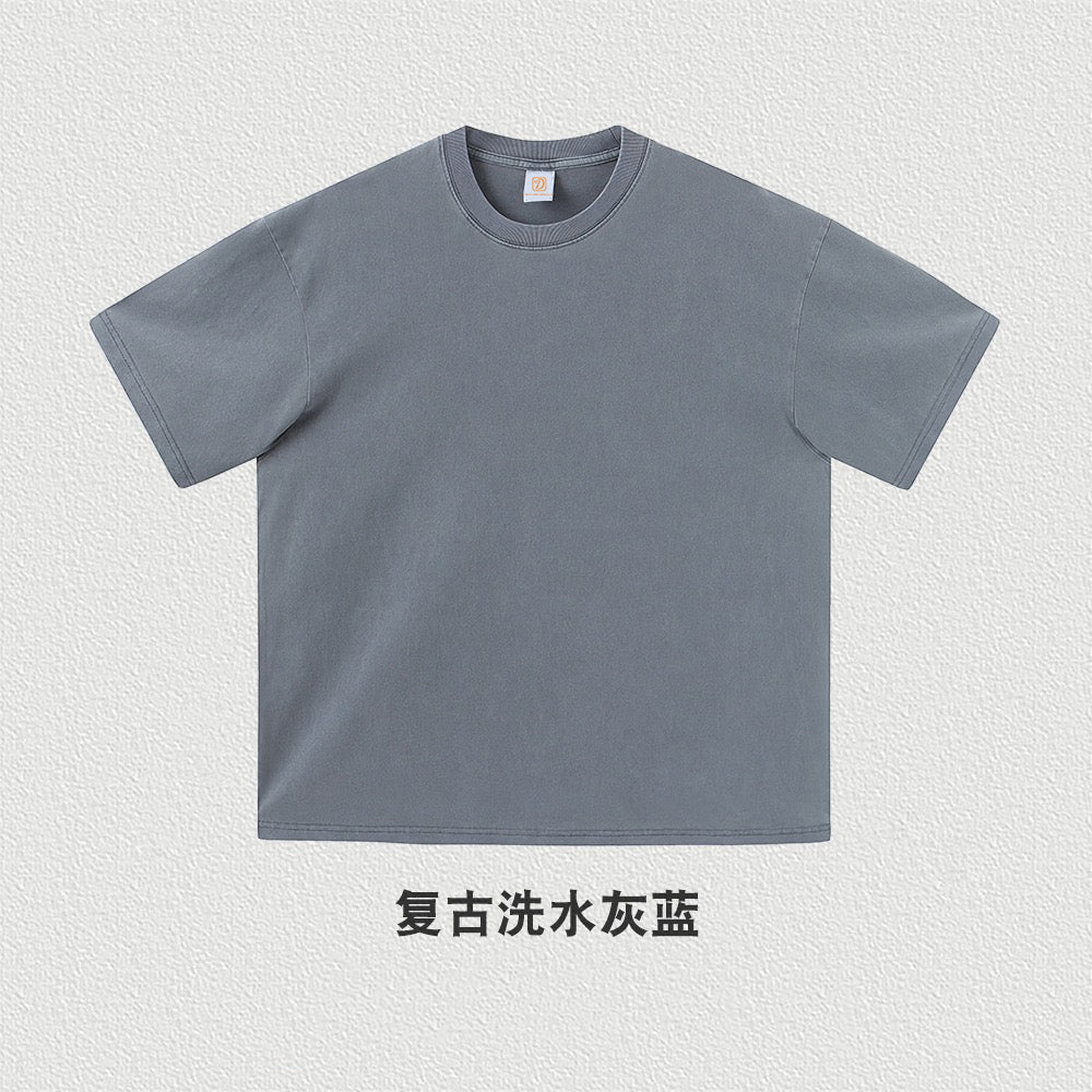Vintage Custom Acid Wash Streetwear Loose 100% Cotton Short Sleeve Blank Round Neck High Quality Drop Shoulder T-shirt