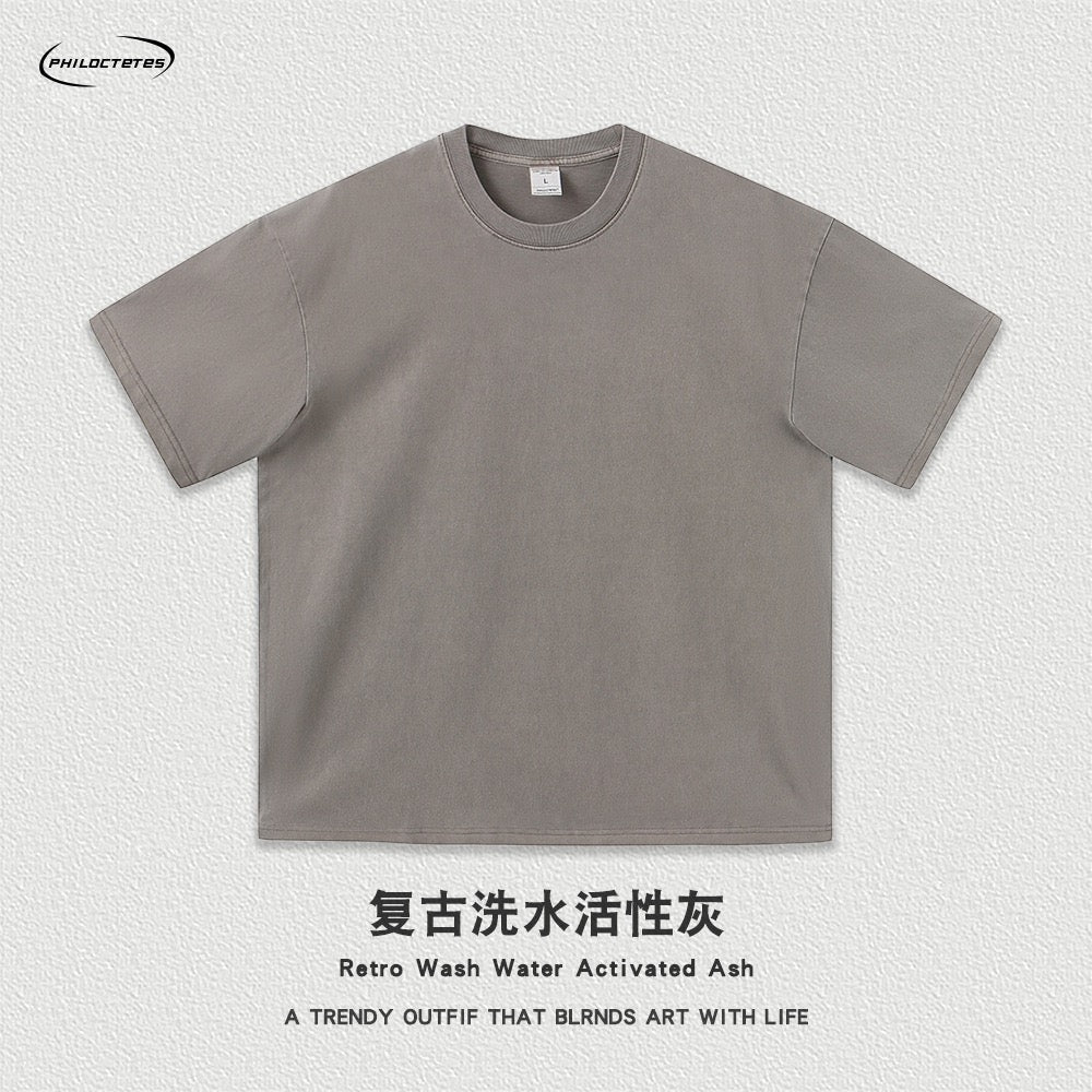 Custom Puff Printing Tshirt 2026 Summer New Style Fashionable Vintage Waxing Printing Acid Washe t Shirt for Men High Quality