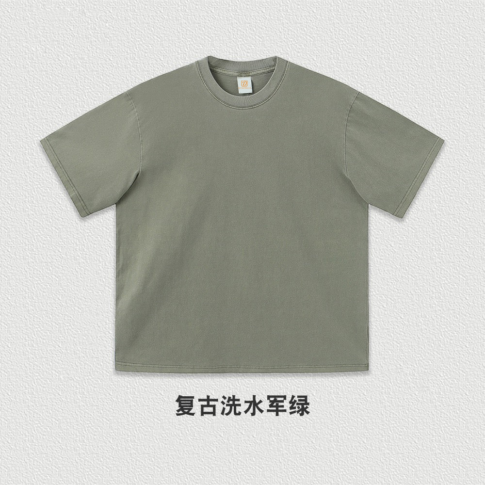 Custom Puff Printing Tshirt 2026 Summer New Style Fashionable Vintage Waxing Printing Acid Washe t Shirt for Men High Quality