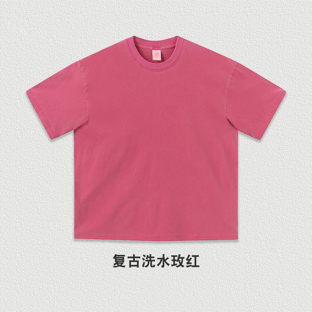 Custom logo Vintage 100% Cotton Washed Pure Color Blank Unisex High Quality Streetwear Black Drop Shoulder Round Neck T-shirts