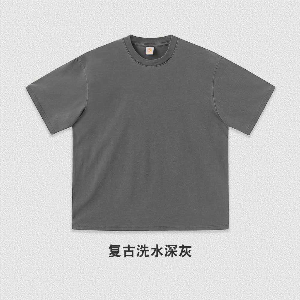 Vintage Custom Acid Wash Streetwear Loose 100% Cotton Short Sleeve Blank Round Neck High Quality Drop Shoulder T-shirt
