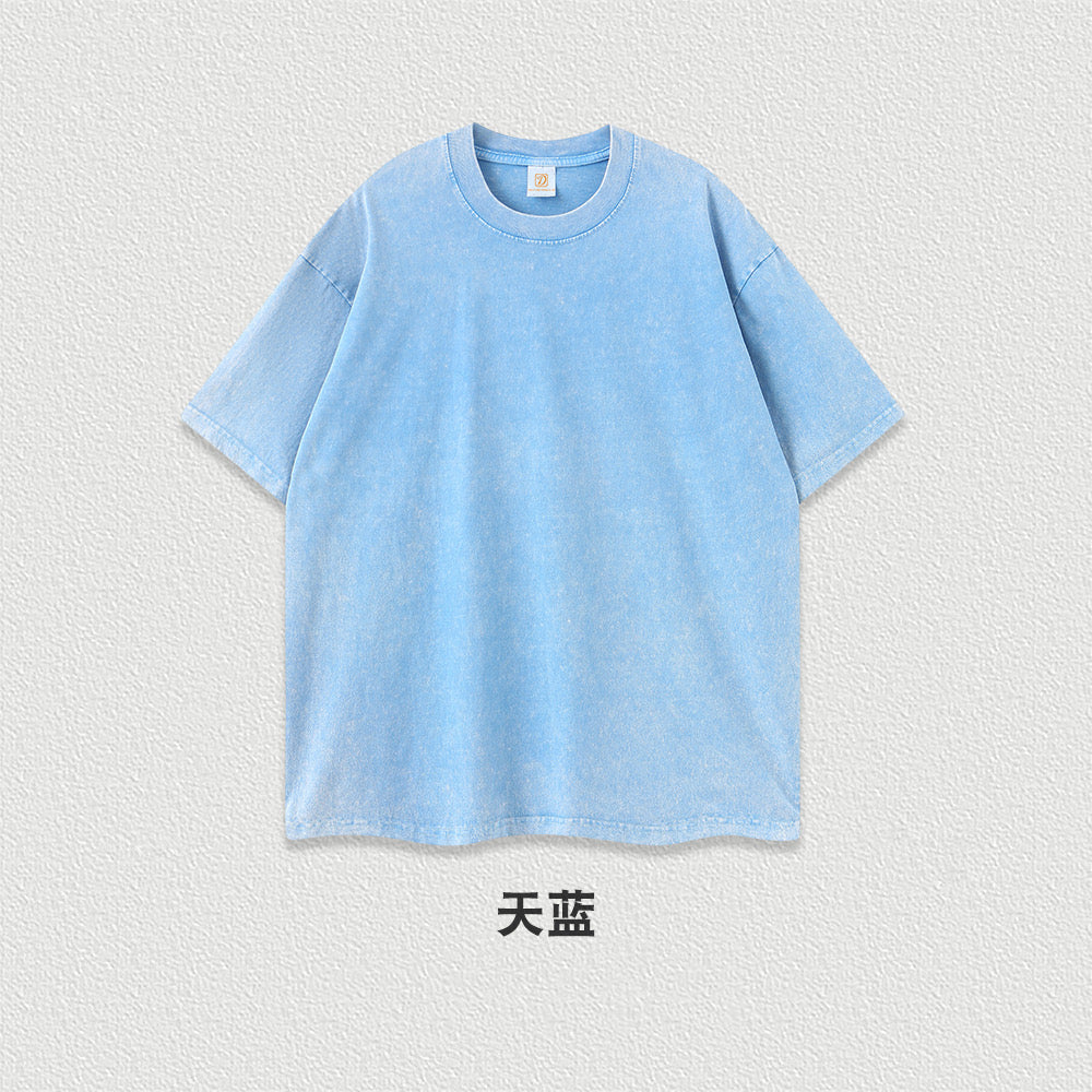 Manufacturers Washed Vintage Wax Printing Streetwear Black Sublimation 100% Cotton Oversized Sublimation Round Neck T-shirt