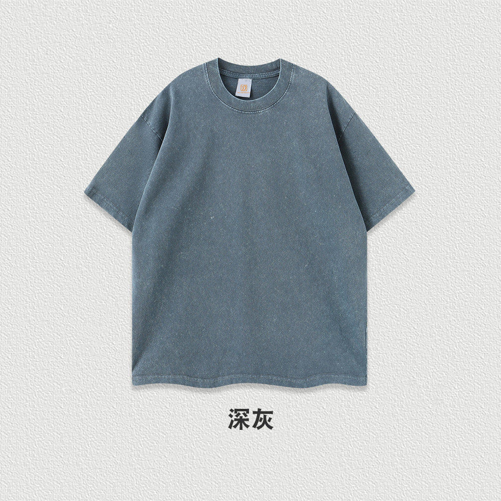 Manufacturers Washed Vintage Wax Printing Streetwear Black Sublimation 100% Cotton Oversized Sublimation Round Neck T-shirt