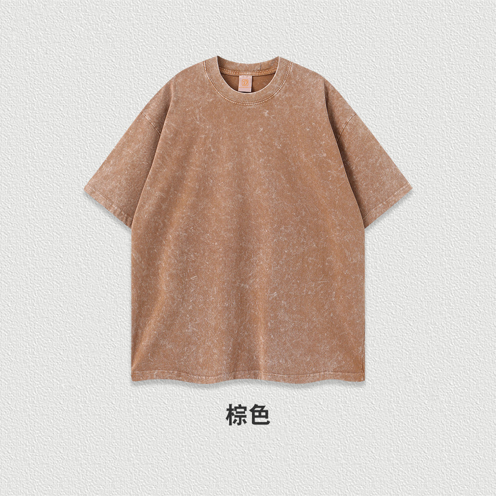 Manufacturers Washed Vintage Wax Printing Streetwear Black Sublimation 100% Cotton Oversized Sublimation Round Neck T-shirt