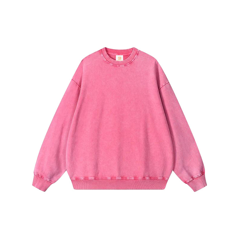 Oem Brand Custom Hoodies Pure Cotton Washed Round Neck Pullover for Men Loose Fit Round Neck Snowflake Patterned Pullover