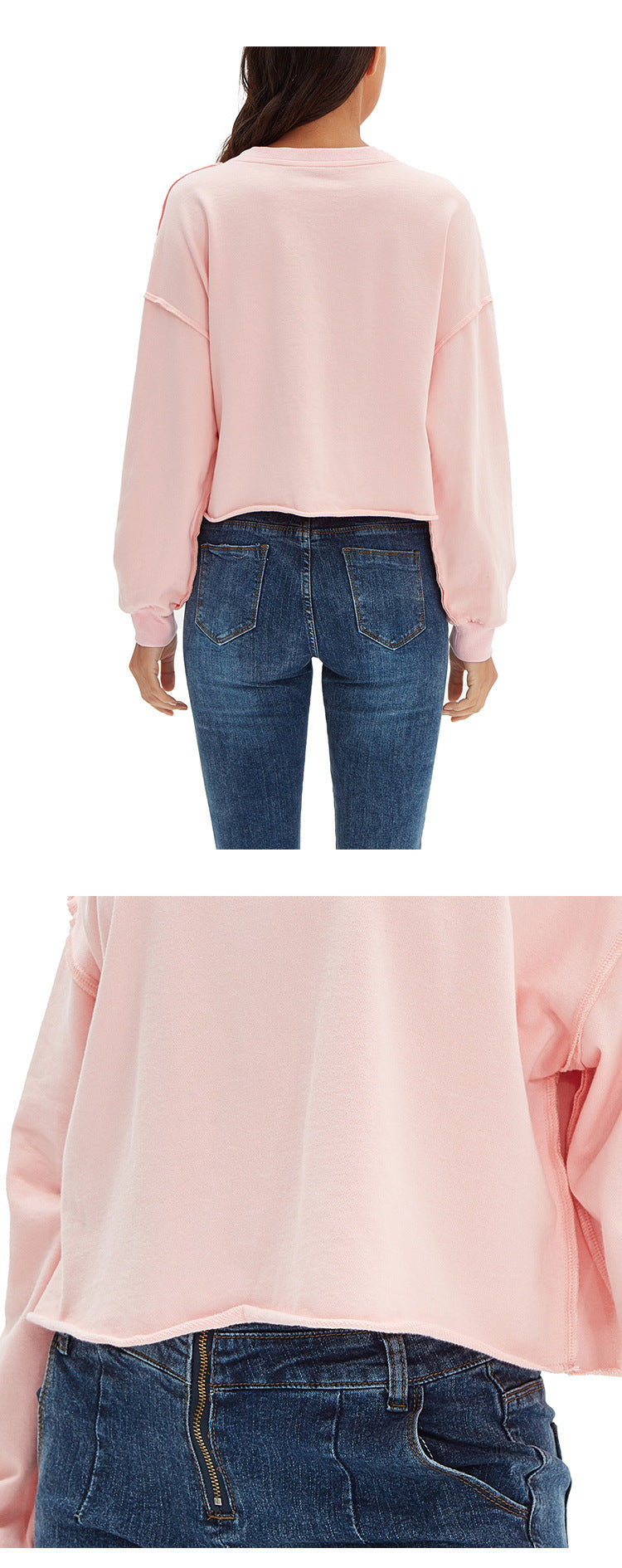 Wholesale Custom logo Frayed Hem Short Multicolored Streetwear High Quality Blank Pullover Cropped Pure Color Fashion Hoodie