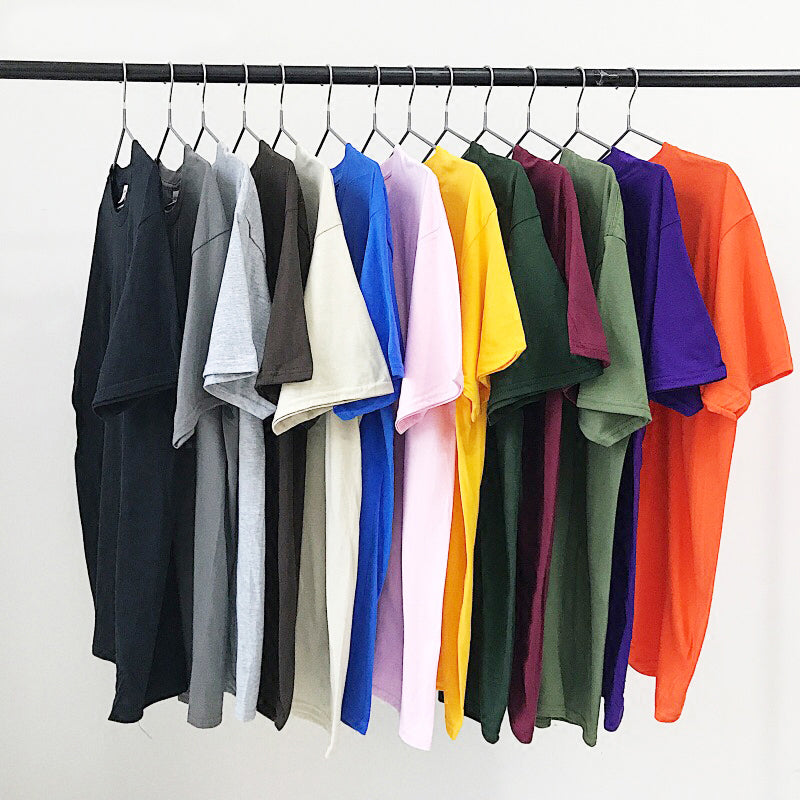Custom Tshirts Blank Heavy Cotton Pure Color Short Sleeve High Quality Streetwear Fashion Screen Print Dtf Transfers for Tshirts