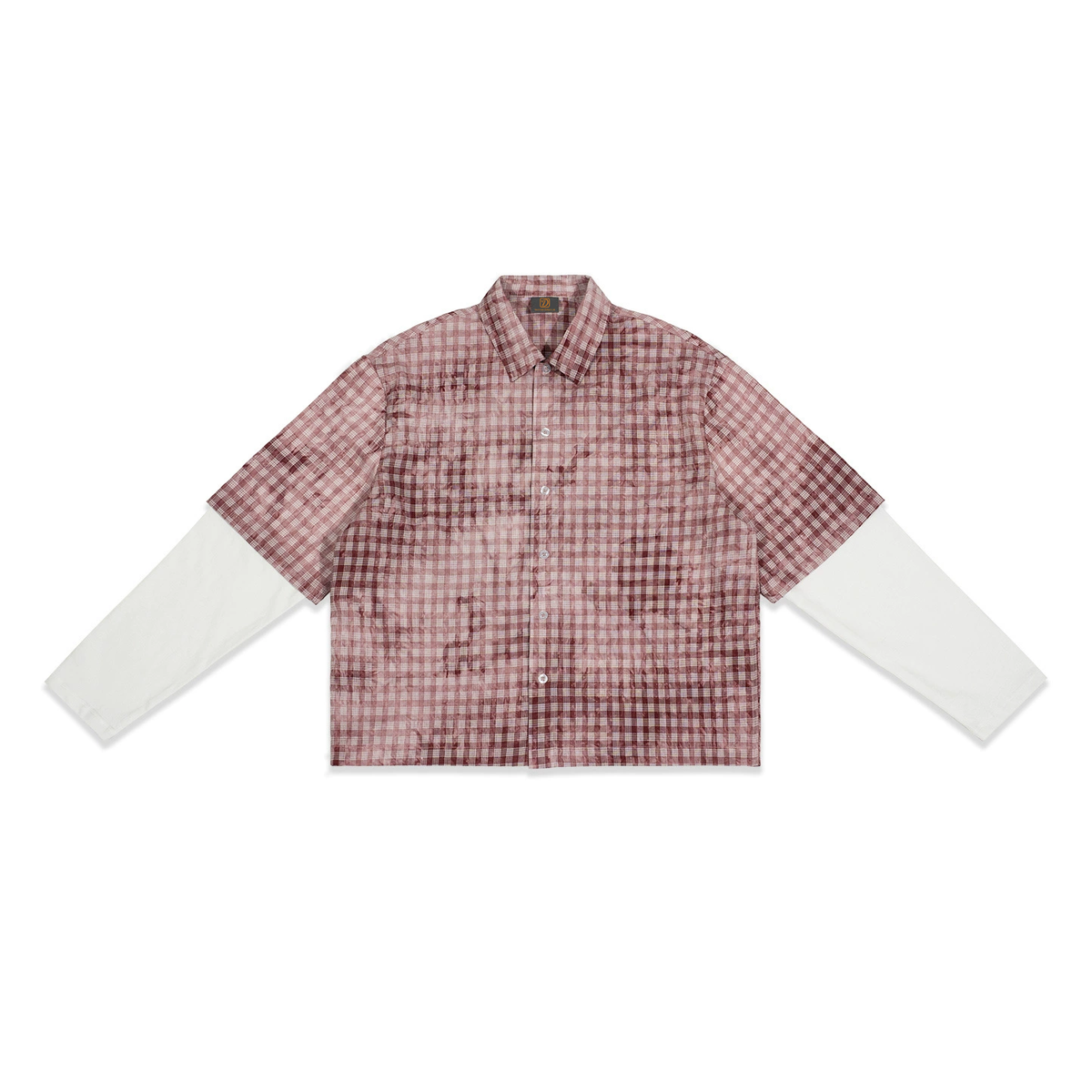 OEM Customized LOGO Two Piece Short Plaid Shirts for Men in Loose Fit with Heavyweight Long Sleeves Tshirts American Style