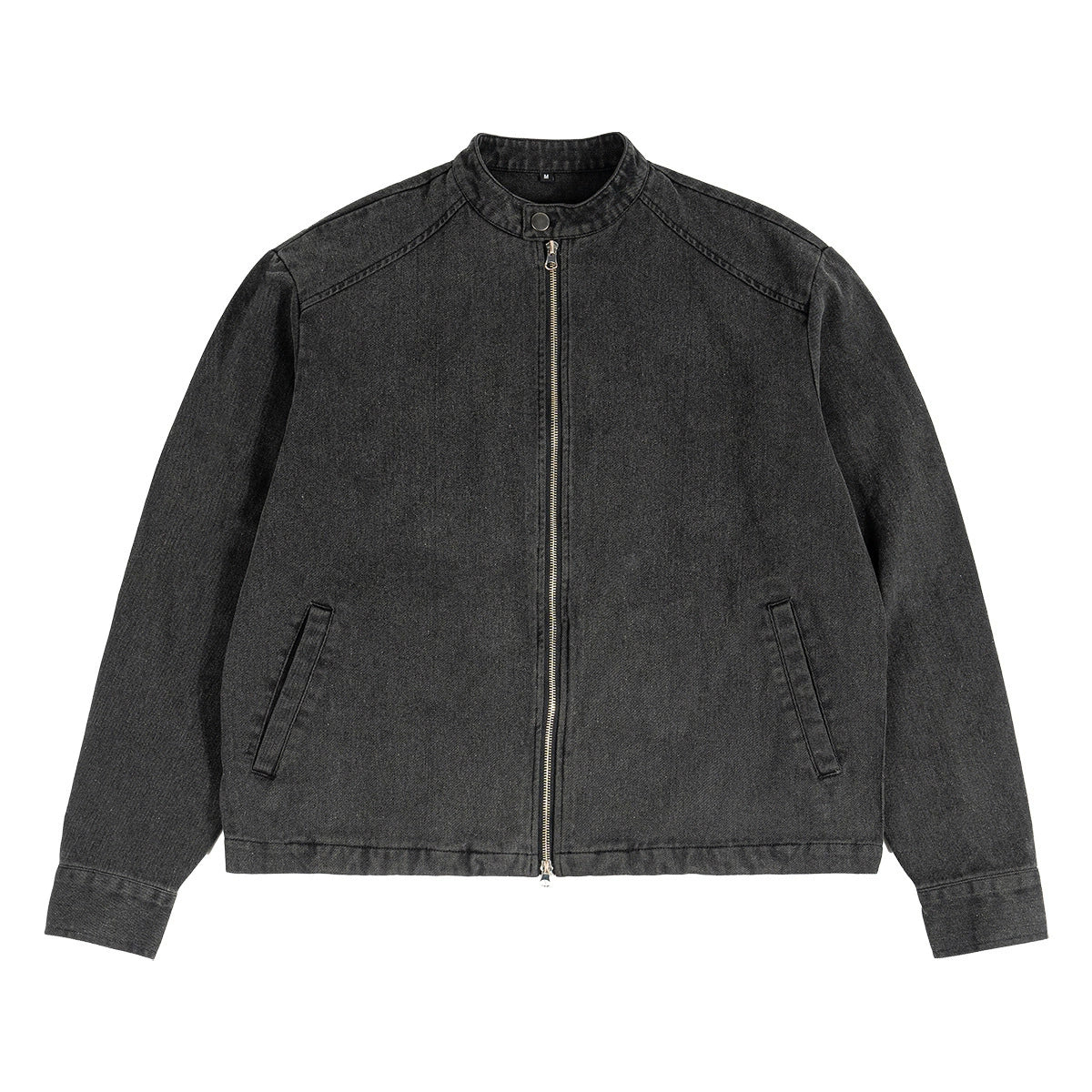 Button Down Jacket with a Stand up Collar Vintage Men's Coat Boxy Short and Wide Top Zip up Hoodie Autumn and Winter Style