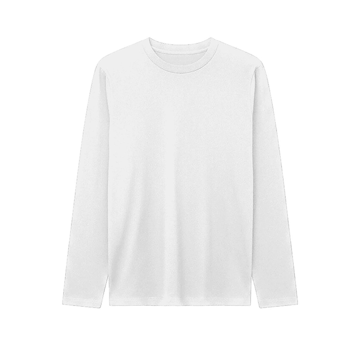 American Style Long Sleeved T Shirt Men's Base Layer Shirt Solid Color Basic Style Pure Cotton Round Neck Long Sleeved T Shirt