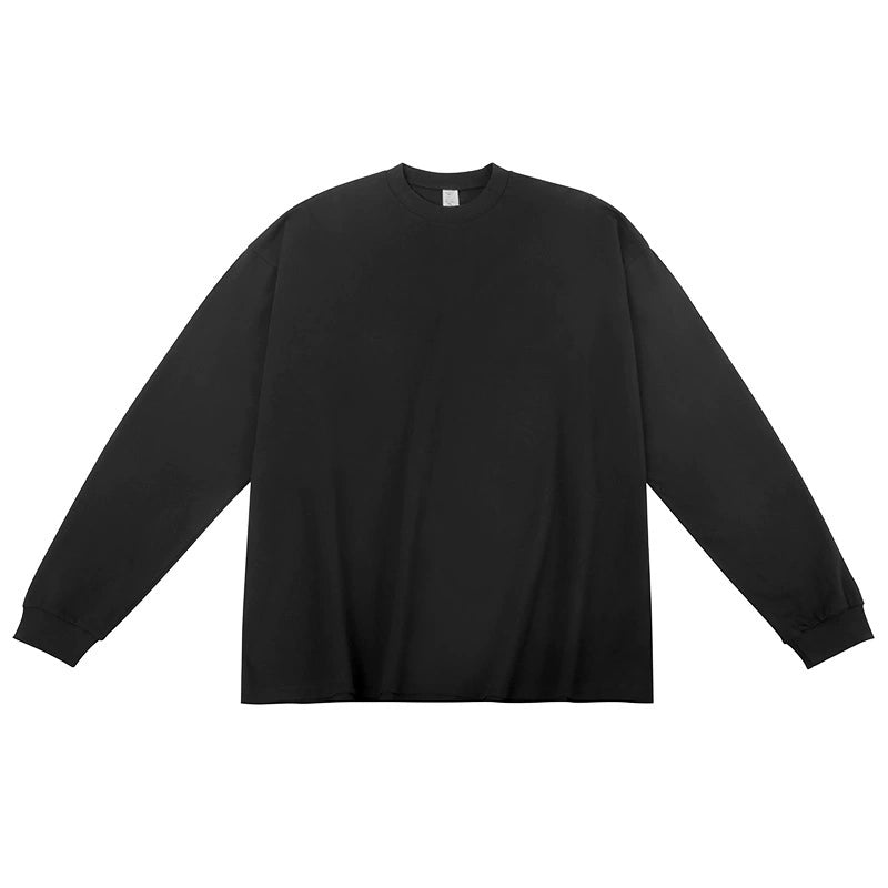 High Quality Long Sleeved T Shirt Men's Base Layer Shirt Solid Color Basic Style Pure Cotton Round Neck Long Sleeved T Shirt
