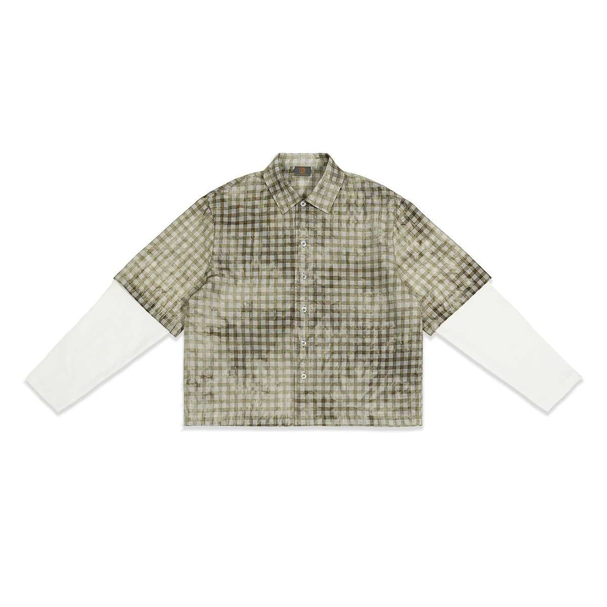 OEM Customized LOGO Two Piece Short Plaid Shirts for Men in Loose Fit with Heavyweight Long Sleeves Tshirts American Style