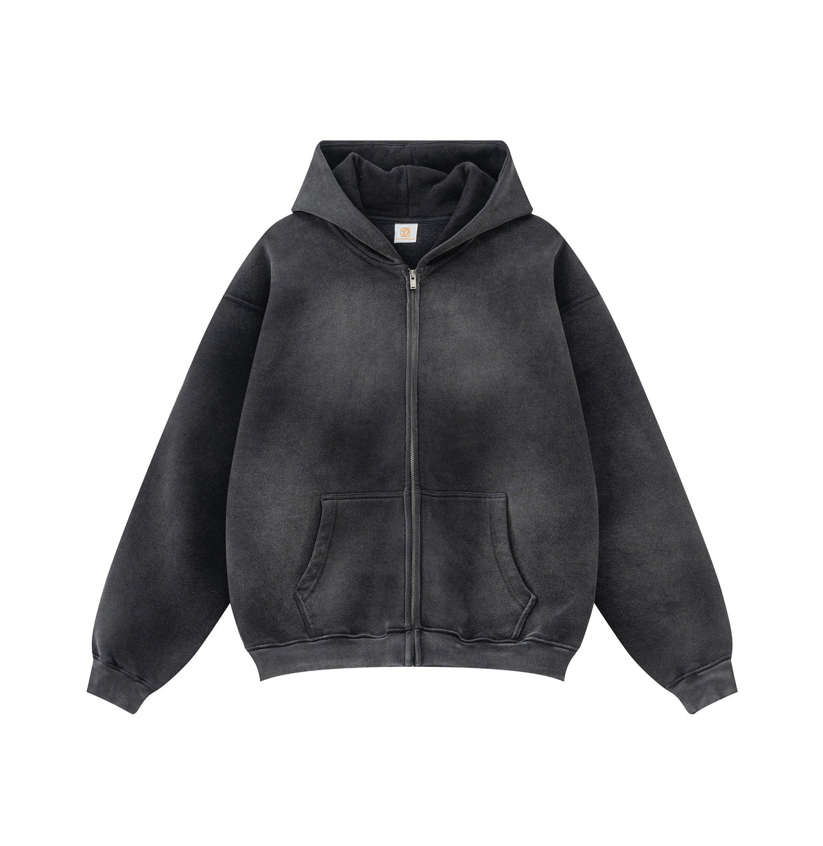 Fashion Men's Hooded Worn Out and Padded Cardigan with Hood and Pullover for Men with Gradient Color Spray Finish Winter Style