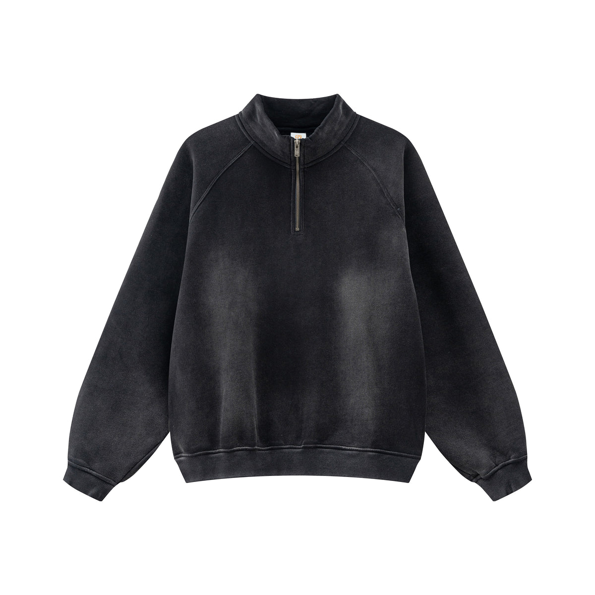 Customized Gradual Gradient Print Horse Chestnut Half Zip Stand up Collar Pullover with Fleece Hood and Shoulder Sleeves