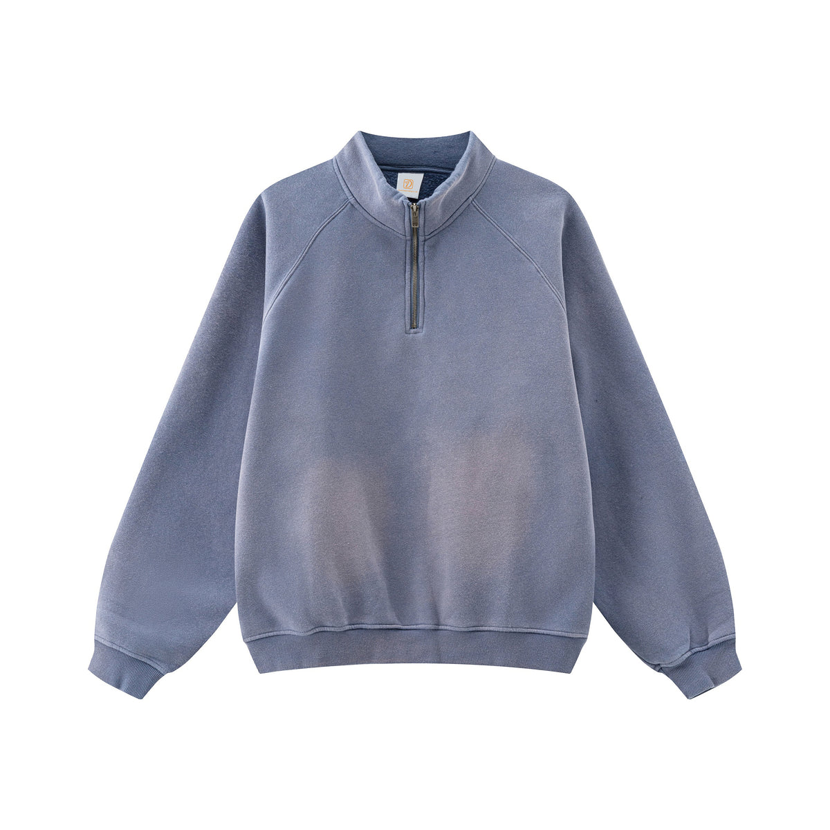 Gradient Printed Horse Like Half Zip Stand up Collar Hoodie with Fleece Lined Hood and Shoulder Sleeve Hoodie Winter Style
