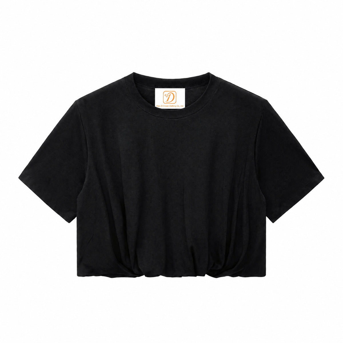 Customized Summer Version Double Layered Silhouette Short Sleeved Puff Sleeved Low Cut Top for Women T-shirt From a Trendy Brand