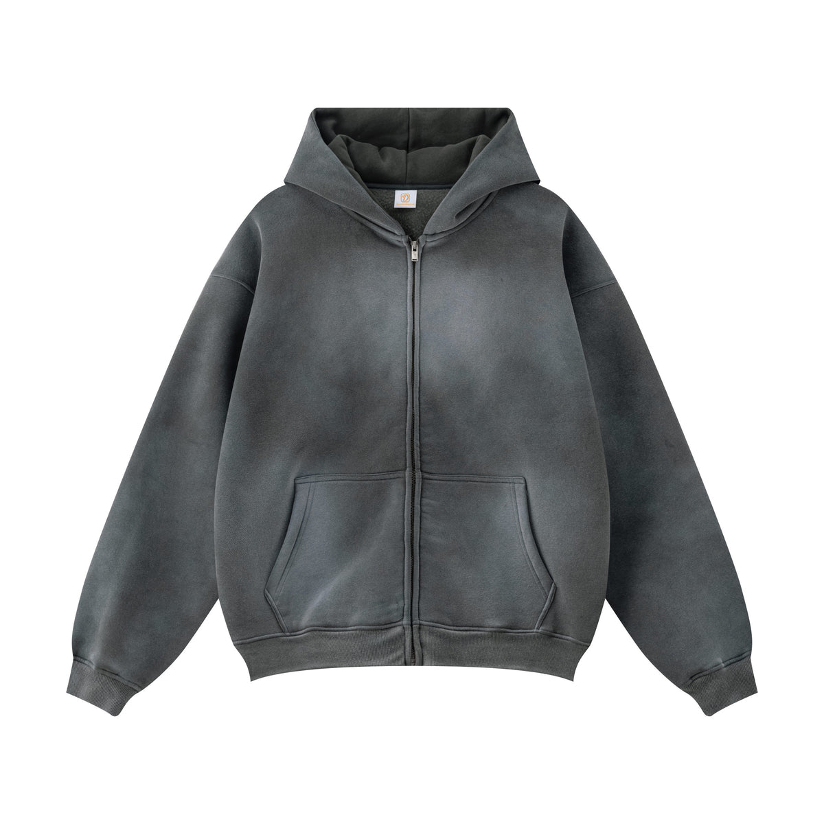 Fashion Men's Hooded Worn Out and Padded Cardigan with Hood and Pullover for Men with Gradient Color Spray Finish Winter Style