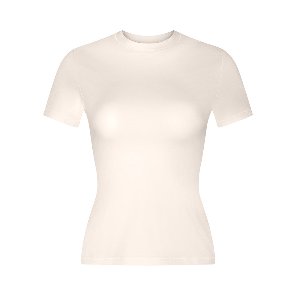 Summer Version Customized Solid Color Fitted Short Sleeved Casual Sports t Shirt for Women with a Straight Cut on the Shoulders