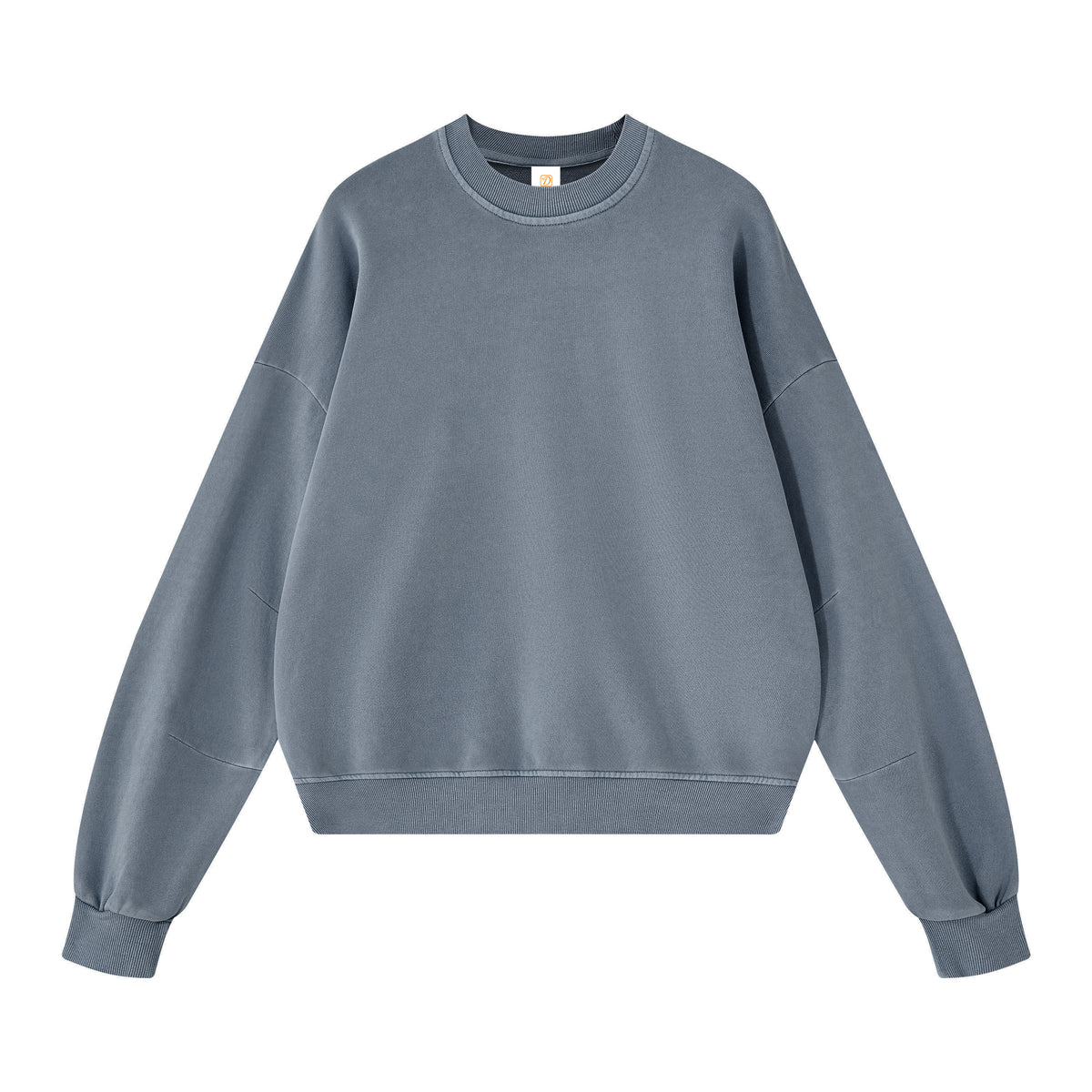 100% Cotton Blanc BOXY Hoodie High Quality Fabric with Curved Sleeves Blue Pattern Water Resistant Finish Round Neckline