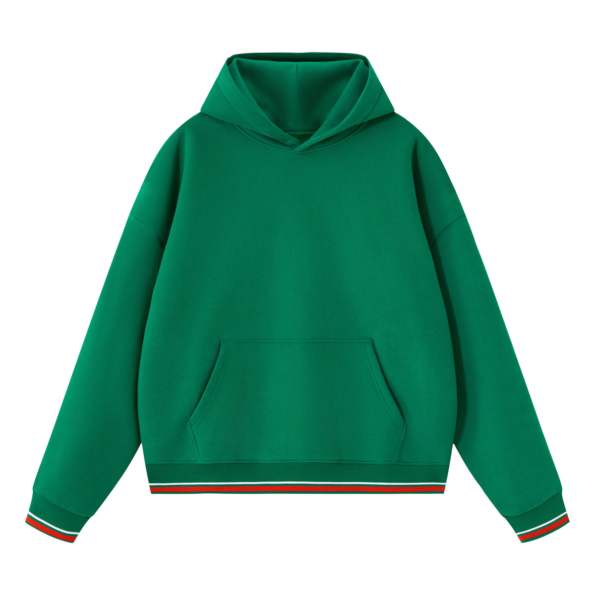 Fall and Winter Multiple Processes to Choose From Style Boxy Color Block Ribbed Loose Fleece Hooded Pullover American Style