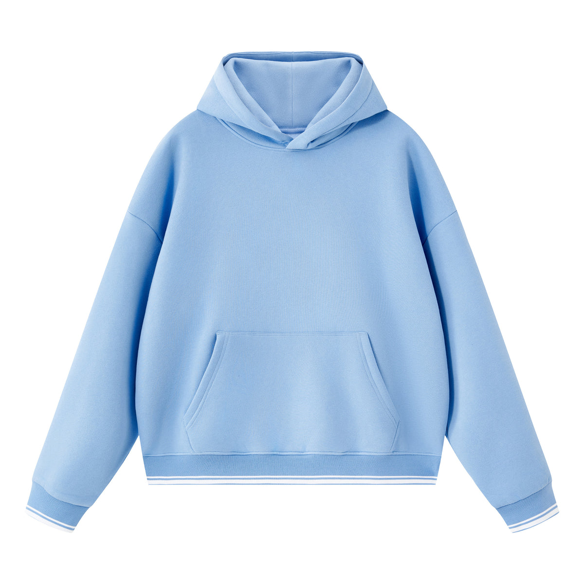 Fall and Winter Multiple Processes to Choose From Style Boxy Color Block Ribbed Loose Fleece Hooded Pullover American Style
