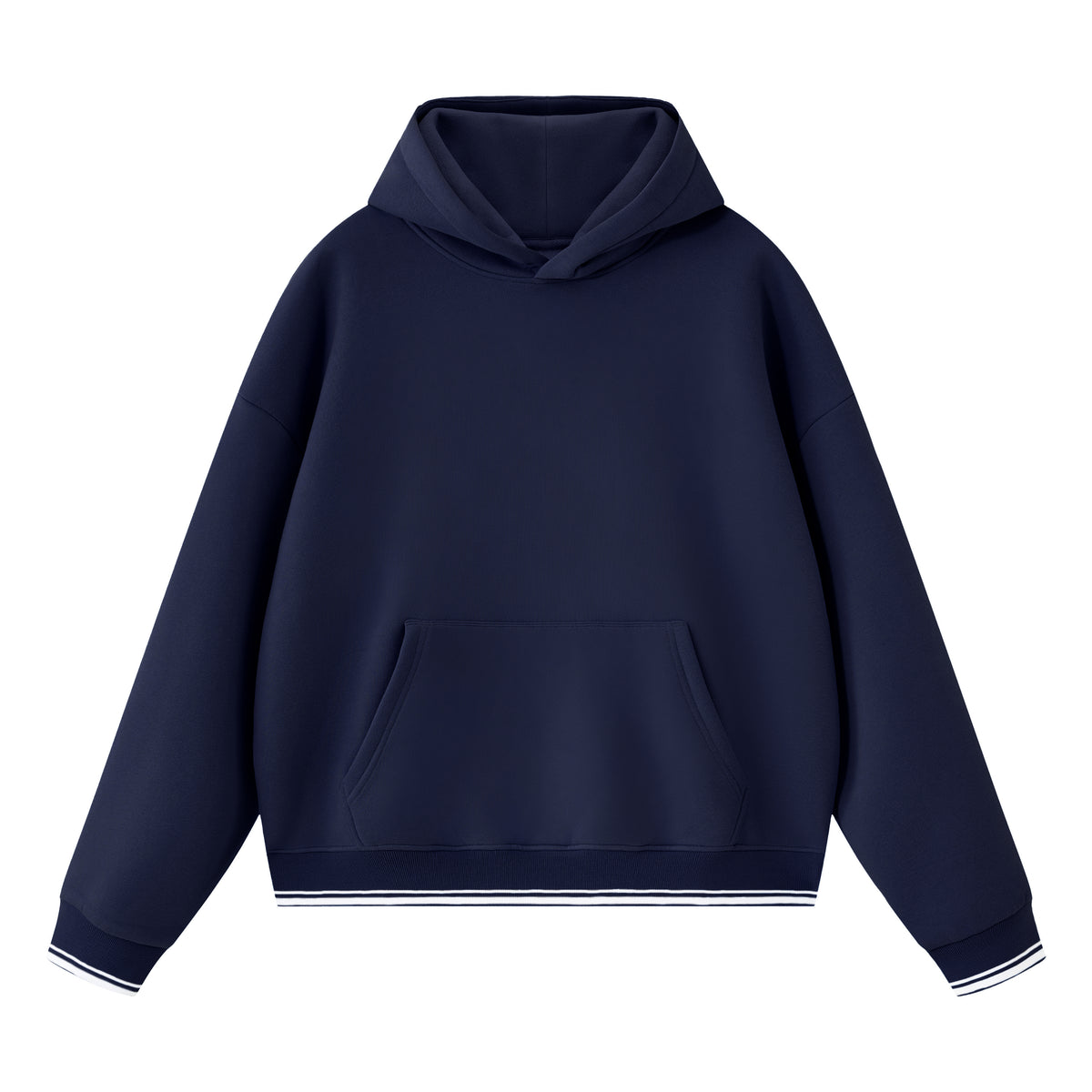 Wholesale Heavyweight Pullover Hoodie Boxy Contrasting Color Ribbed Loose Fleece Hooded Sweatshirt Autumn and Winter Style