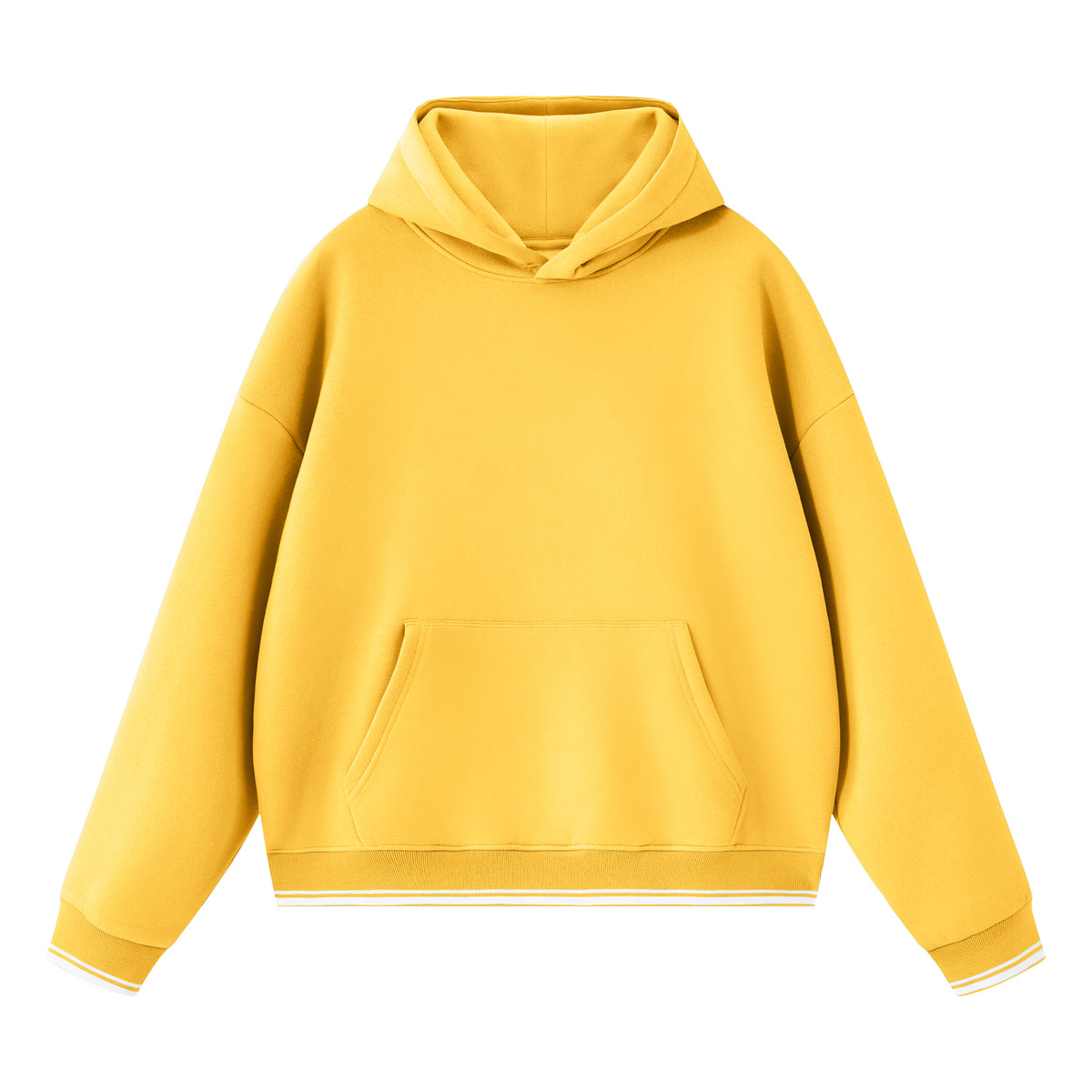 Wholesale Heavyweight Pullover Hoodie Boxy Contrasting Color Ribbed Loose Fleece Hooded Sweatshirt Autumn and Winter Style
