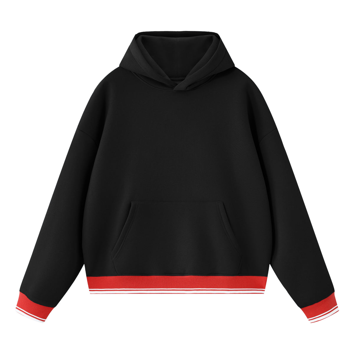 Wholesale Heavyweight Pullover Hoodie Boxy Contrasting Color Ribbed Loose Fleece Hooded Sweatshirt Autumn and Winter Style