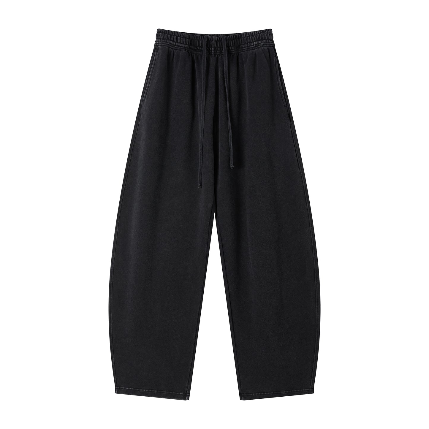 Customized Couture Washed Fabric Pants with Fading Effect Curved Blade Style Casual Heavyweight 360g Pure Cotton Sweatpants